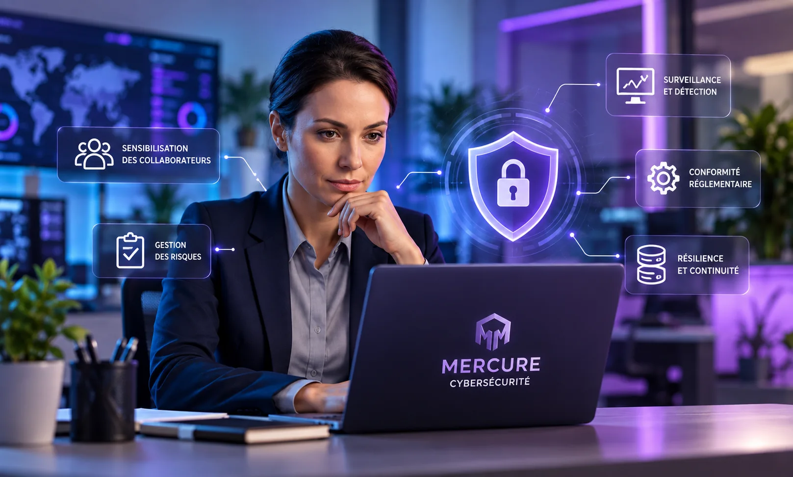 Spécialiste cybersécurité travaillant dans un environnement de supervision